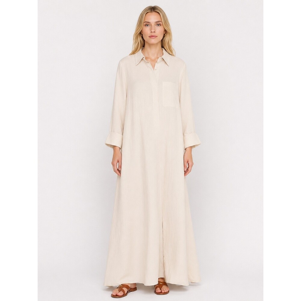 TWP Jenny's Long Sleeve Maxi Shirtdress oversized beige size XS